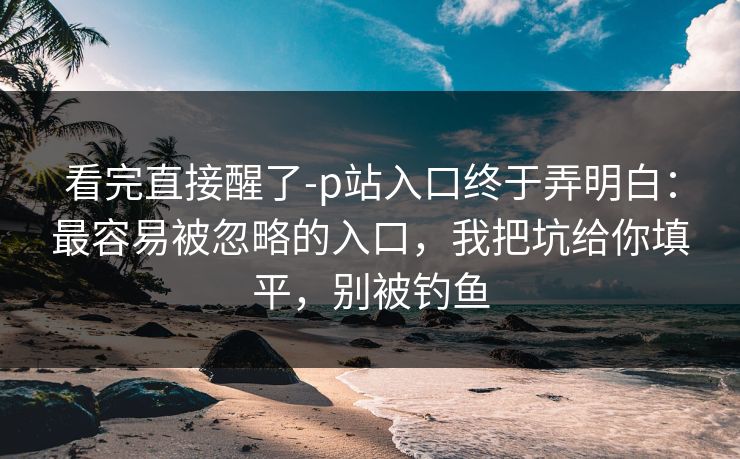 看完直接醒了-p站入口终于弄明白：最容易被忽略的入口，我把坑给你填平，别被钓鱼